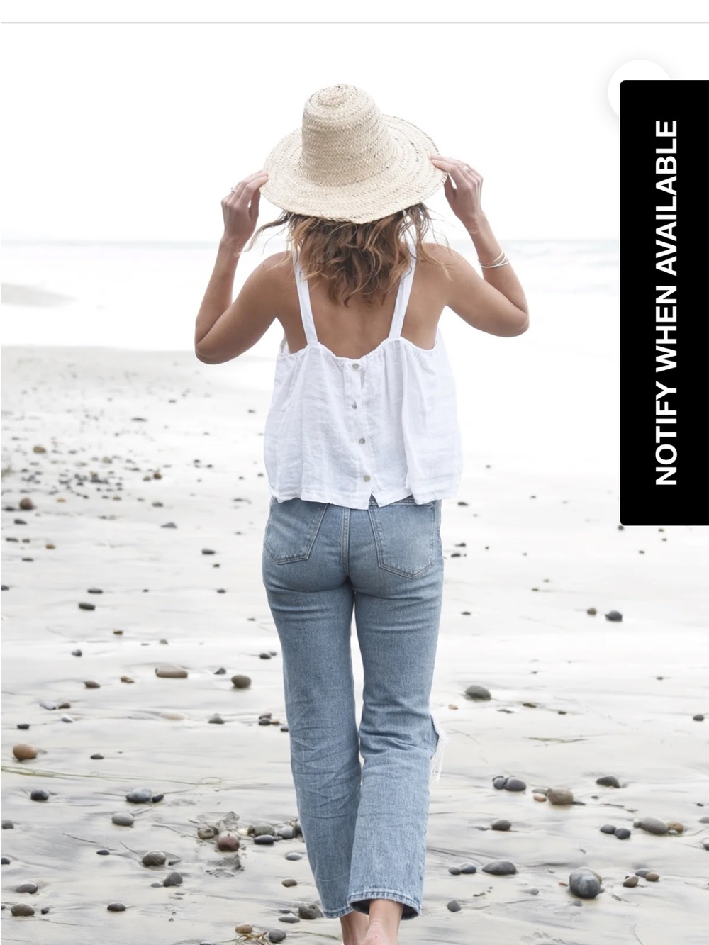 Relaxed White Linen Scoop Camisole - Picture 2 of 5